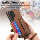 Vintage Wristband Wallet Card Slot Case for Samsung Galaxy S23 S22 S21 Ultra Plus