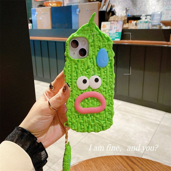 Wacky Bitter Melon Touch Pen Soft Silicone Case For iPhone 14 13 12 series