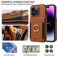 Leather Wallet Finger Ring KickStand Case For iPhone 15 14 13 12 series