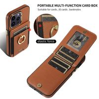 Leather Wallet Finger Ring KickStand Case For iPhone 15 14 13 12 series