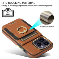 Leather Wallet Finger Ring KickStand Case For iPhone 15 14 13 12 series