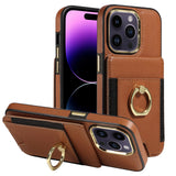 Leather Wallet Finger Ring KickStand Case For iPhone 15 14 13 12 series