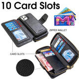 Detachable Magnetic Zipper Wallet Leather Case For iPhone 11 Series