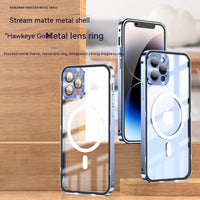MagSafe Metal Frame Transparent Case for iPhone 14 13 12 series