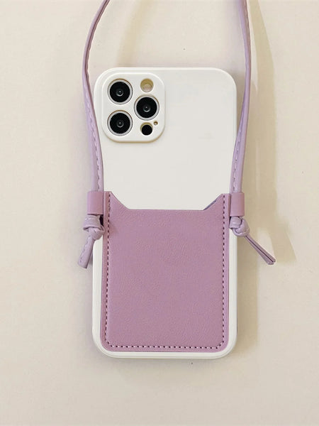 Card Slot Wallet Case With Crossbody Strap Lanyard for iPhone 15 14 13 12 series