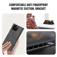 Flip Leather Magnetic Card Slot Kickstand Case With Touch Pen Slot For iPhone 15 14 13 series