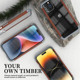 Metal Frame Bumper Wood Case for iPhone 14 13 12 series