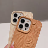 Wooden Grain Texture Solid Color Shockproof Soft Case For iPhone 14 13 12 series