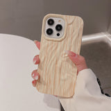 Wooden Grain Texture Solid Color Shockproof Soft Case For iPhone 14 13 12 series