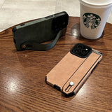 Wrist Strap Holder Luxury Suede Leather Case For iPhone 14 13 12 Pro Max