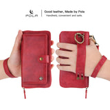 Cards Slot Leather Zipper Wallet Case With Wristband Ring Holder For Samsung S23 S22 S21 Ultra Plus