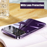 Luxury Plating Glass Protection Lens Transparent Case for iPhone 14 13 12 series