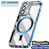 Magsafe Magnetic Wireless Charging Transparent Soft Case for Samsung S23 S22 S21 Ultra Plus