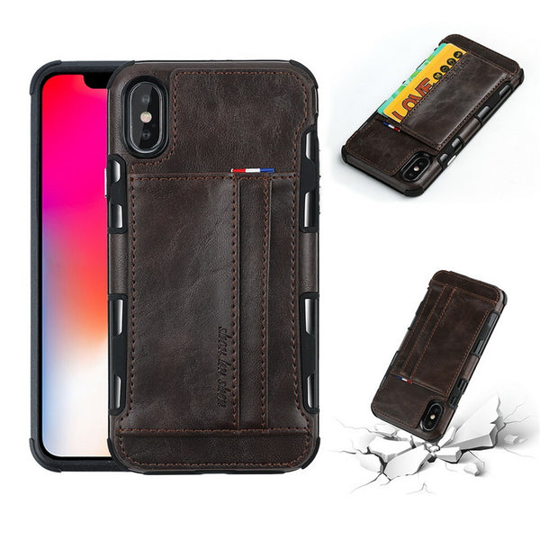 Leather Cases For iPhone X 8 7 6 Plus Multi Card Holders