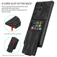 Armor Card Pocket Case For Samsung Galaxy S23 Ultra Plus