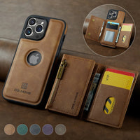 2 In 1 Detachable Magnetic Leather Zipper Wallet Case for iPhone 15 14 13 12 series