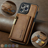 2 In 1 Detachable Magnetic Leather Zipper Wallet Case for iPhone 15 14 13 12 series