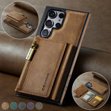 Zipper Cards Bag Detachable Leather Wallet Case For Samsung Galaxy S23 S22 S21 Ultra Plus
