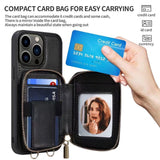Zipper Crossbody Wallet Lanyard Card Slot Holder Leather Case for iPhone 14 13 series
