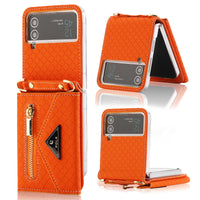 Crossbody Strap Leather Wallet Case For Samsung Galaxy Z Flip 4 3