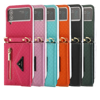 Crossbody Strap Leather Wallet Case For Samsung Galaxy Z Flip 4 3