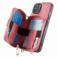 Zipper Wallet Leather Crossbody Lanyard Card Holder Case For iPhone 14 13 12 series