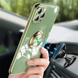 Square Bumper Plating Cover With Ring Holder Soft Silicone Case For iPhone 12 11 Series