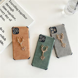 Leather Flash Elk Rhinestone Pattern Phone Case For iPhone 12 11 XS Series