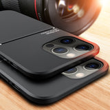 Leather Texure Car Magnetic Armor Case For iphone 13 12 11 Series