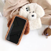 Hot Super Cute 3D Cartoon Dog Plush Soft Phone Case for iPhone 12 Series