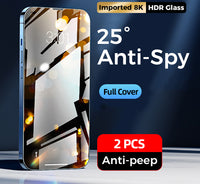 2PCs Anti Spy 9H Tempered Glass Screen Protector for iPhone 13 12 11 Pro Max