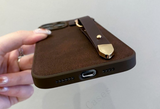 Retro Leather Coffee Wrist Strap Soft Silicone Case For iPhone 14 13 12 series