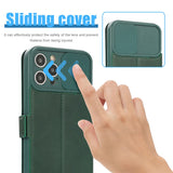 Flip Card Slide Camera Lens Protection PU Leather Phone Case For iPhone 13 12 11 Pro Max Mini