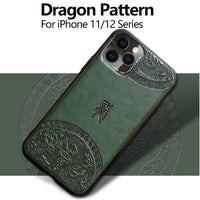 High Quality Dragon Pattern Leather Case for iPhone 12 11 Series