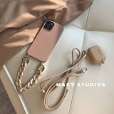 Crossbody Lanyard Necklace Marble Chain Silicone Case for iPhone 12 Series