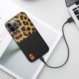 Leopard Pattern Stitching Leather Shockproof Soft Case for iPhone 12 & 11 Series