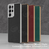 Luxury Plating Leather Anti knock Hard Cover Case For Samsung S21 Ultra Plus 5G