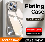 Crystal Transparent Case Back PC+TPU Anti-Yellow Full Lens Case For iPhone 15 series