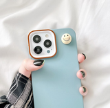 Smiley Cartoon Solid Color Silicone Case For iPhone 14 13 12 series