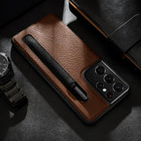 Slim Aoge Leather Case with S Pen Slot Protection Case for Samsung S21 Ultra 5G
