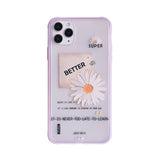 Cute Art Transparent GD Daisy Flower Purple Soft Silicone Case For iPhone 11 Series
