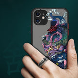 Shockproof Matte Embossed Soft Cover with Finger Ring Case for iPhone 12 11 Series