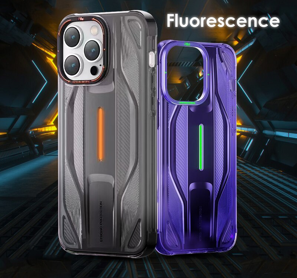 Luxury Fluorescence Metal Lens Shockproof Matte Transparent Case For iPhone 14 series