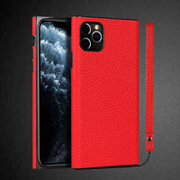 Genuine Leather Square Case & Strap for iPhone 12 11 Series