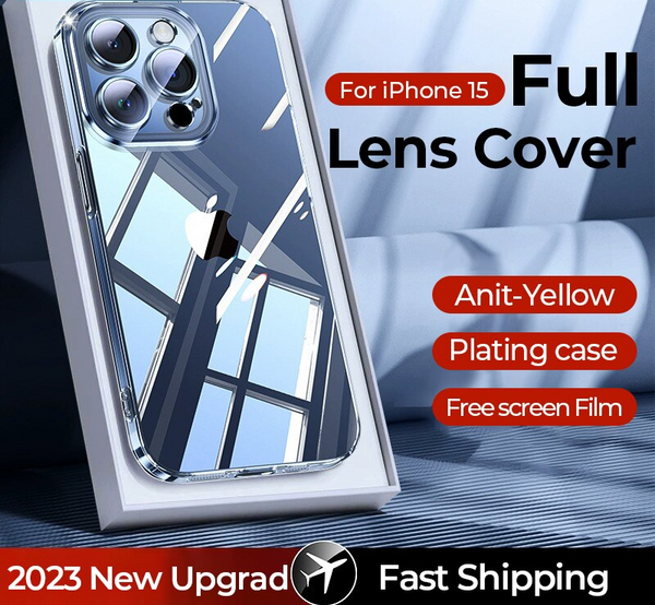 Crystal Transparent PC TPU Full Lens Case For iPhone 15 14 13 series