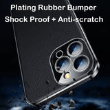 Luxury Plating Camera Lens Protector Genuine Leather Case For iPhone 13 12 11 Series