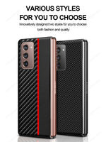 Original Carbon Fiber Texture Leather Back Cover Shockproof Phone Case for Samsung Galaxy Z Fold 3 & 2 Series