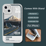 Snow Mountain Sunset Clear Case with Invisible Stand for iPhone 13 12 11 Pro Max