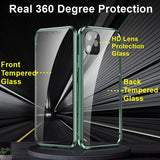 Double Sided Glass Magnetic Metal Phone Case With Camera Lens Protection Magnet Cover| For iPhone 13 12 11 Series