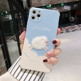 Cute Embroidery Sheep Leather Case for iPhone 13 12 11 Pro Max Mini